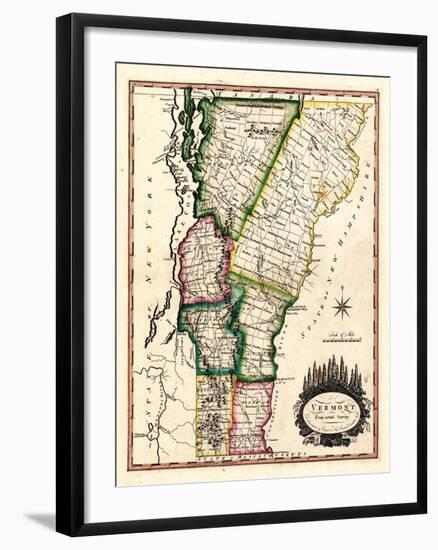 1810s, Vermont State Map, Vermont, United States-null-Framed Giclee Print