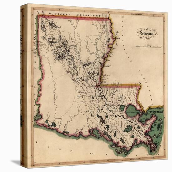 1814, Louisiana State Map, Louisiana, United States-null-Stretched Canvas