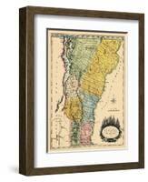 1814, Vermont State Map, Vermont, United States-null-Framed Giclee Print