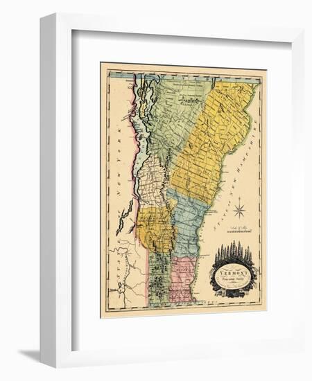 1814, Vermont State Map, Vermont, United States-null-Framed Giclee Print