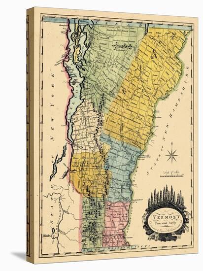 1814, Vermont State Map, Vermont, United States-null-Stretched Canvas