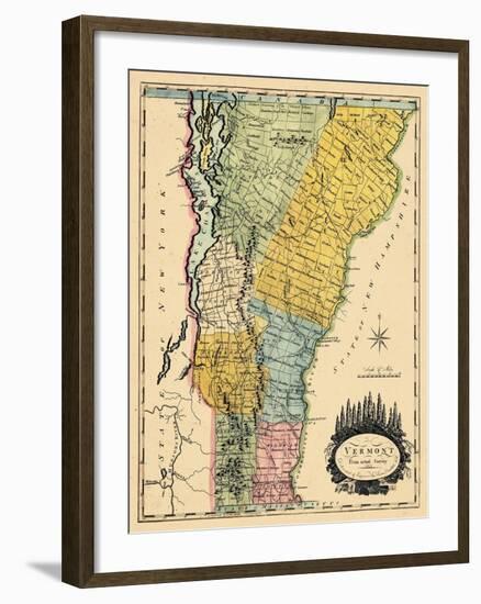 1814, Vermont State Map, Vermont, United States-null-Framed Giclee Print