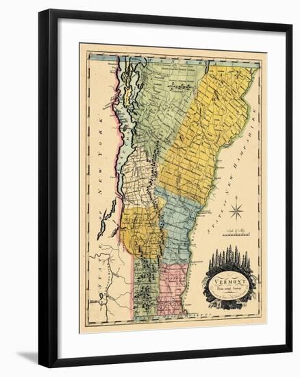 1814, Vermont State Map, Vermont, United States-null-Framed Giclee Print