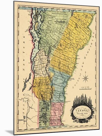 1814, Vermont State Map, Vermont, United States-null-Mounted Giclee Print