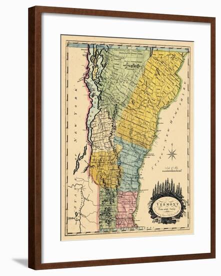 1814, Vermont State Map, Vermont, United States-null-Framed Giclee Print