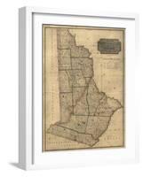 1814, Wayne and Pike Counties Wall Map, Pennsylvania, United States-null-Framed Giclee Print