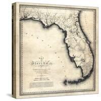 1823, Florida State Map, Florida, United States-null-Stretched Canvas