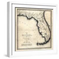 1823, Florida State Map, Florida, United States-null-Framed Giclee Print