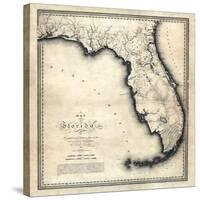 1823, Florida State Map, Florida, United States-null-Stretched Canvas