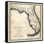 1823, Florida State Map, Florida, United States-null-Framed Stretched Canvas