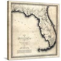 1823, Florida State Map, Florida, United States-null-Stretched Canvas