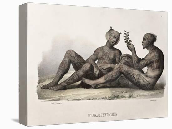 1827 Nukahiva Marquesas Tattooed Couple-Stewart Stewart-Stretched Canvas