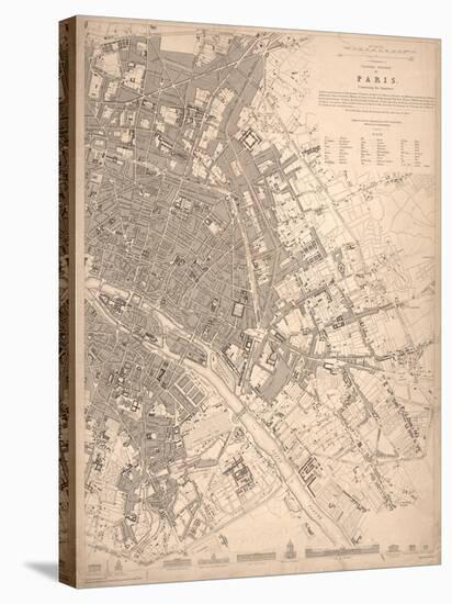 1833 Paris Map-N. Harbick-Stretched Canvas