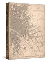 1833 Paris Map-N. Harbick-Stretched Canvas