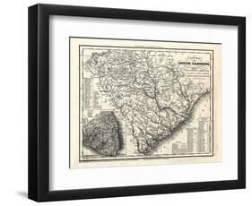 1833, South Carolina Railroad and Transport Map, South Carolina, United States-null-Framed Giclee Print