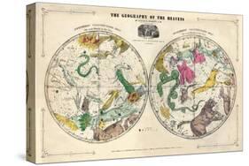 1835, Circumpolar Map Composite, Constellations-null-Stretched Canvas