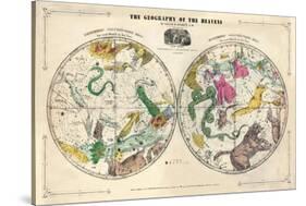 1835, Circumpolar Map Composite, Constellations-null-Stretched Canvas