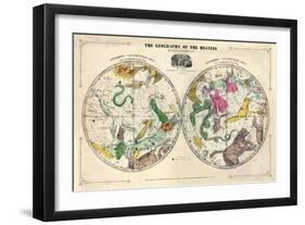 1835, Circumpolar Map Composite, Constellations-null-Framed Giclee Print