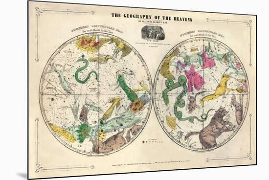 1835, Circumpolar Map Composite, Constellations-null-Mounted Premium Giclee Print