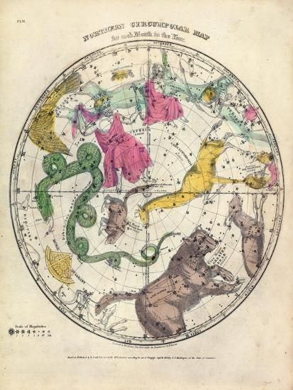 '1835, Circumpolar Map Northern, Constellations' Giclee Print ...