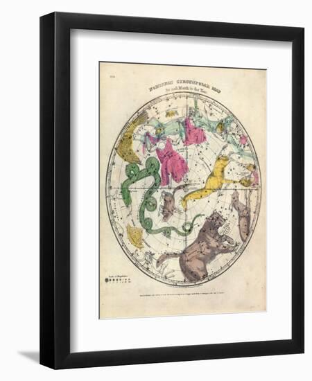 1835, Circumpolar Map Northern, Constellations-null-Framed Giclee Print