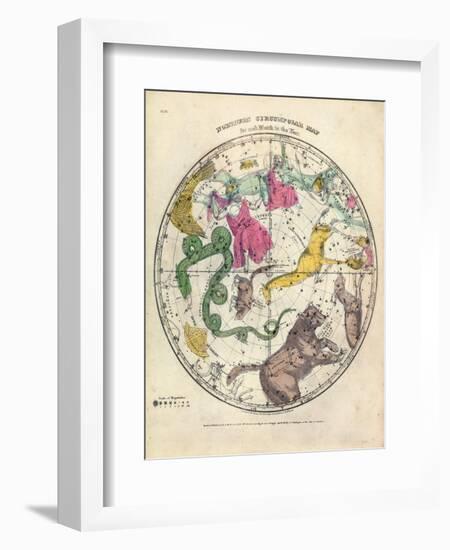 1835, Circumpolar Map Northern, Constellations-null-Framed Giclee Print