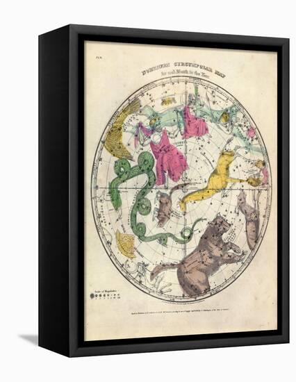 1835, Circumpolar Map Northern, Constellations-null-Framed Stretched Canvas