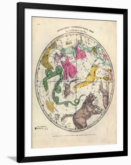 1835, Circumpolar Map Northern, Constellations-null-Framed Premium Giclee Print