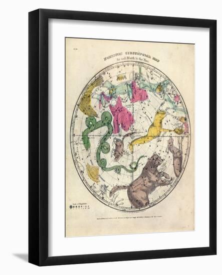 1835, Circumpolar Map Northern, Constellations-null-Framed Giclee Print