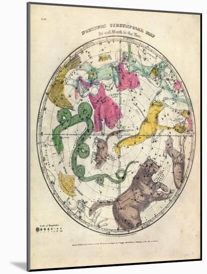 1835, Circumpolar Map Northern, Constellations-null-Mounted Giclee Print