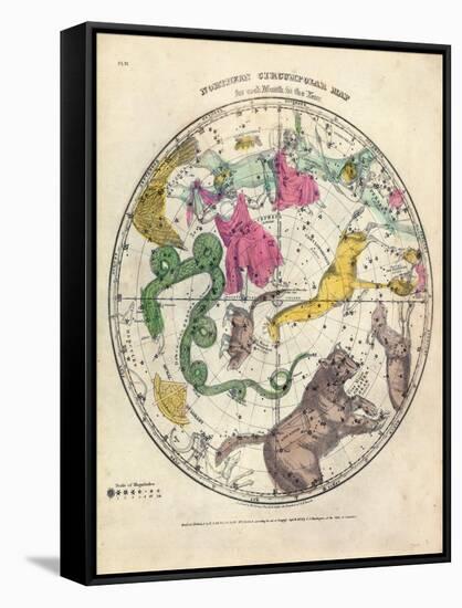 1835, Circumpolar Map Northern, Constellations-null-Framed Stretched Canvas