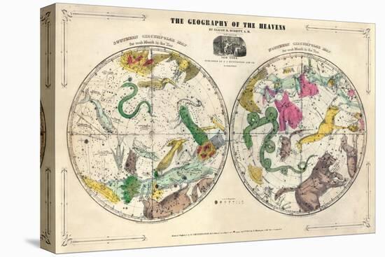 1835, Geography of the Heavens, Northern - Southern-null-Stretched Canvas