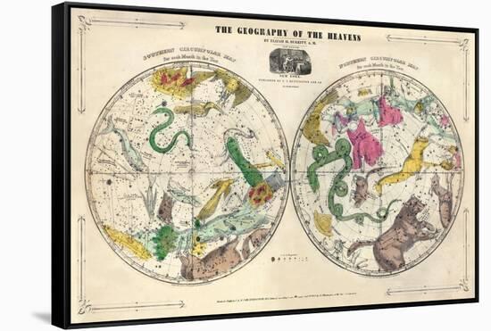 1835, Geography of the Heavens, Northern - Southern-null-Framed Stretched Canvas