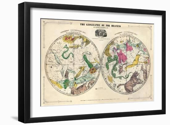 1835, Geography of the Heavens, Northern - Southern-null-Framed Giclee Print