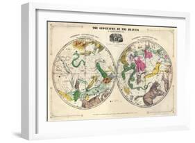 1835, Geography of the Heavens, Northern - Southern-null-Framed Giclee Print