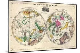 1835, Geography of the Heavens, Northern - Southern-null-Mounted Giclee Print