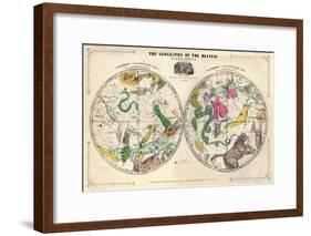 1835, Geography of the Heavens, Northern - Southern-null-Framed Giclee Print