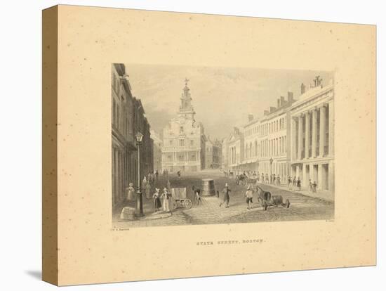 1840, Boston View of State Street, Massachusetts, United States-null-Stretched Canvas