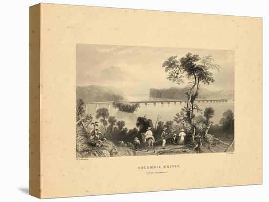 1840, Columbia Bridge View of Susquehanna, Pennsylvania, United States-null-Stretched Canvas