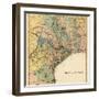 1840s, Texas State Map, Texas, United States-null-Framed Giclee Print