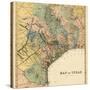 1840s, Texas State Map, Texas, United States-null-Stretched Canvas