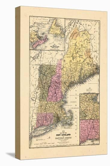 1844, New England, Connecticut, Maine, Massachusetts, New Hampshire, Rhode Island, Vermont-null-Stretched Canvas