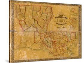 1848, Louisiana State Map with Landowner Names, Louisiana, United States-null-Stretched Canvas