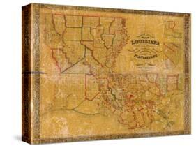 1848, Louisiana State Map with Landowner Names, Louisiana, United States-null-Stretched Canvas