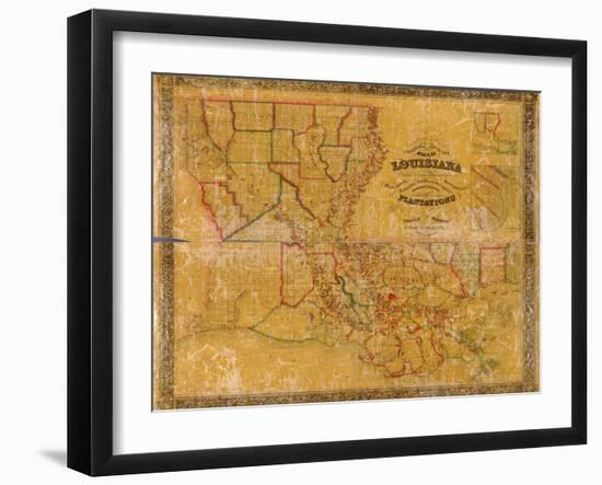 1848, Louisiana State Map with Landowner Names, Louisiana, United States-null-Framed Giclee Print