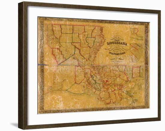 1848, Louisiana State Map with Landowner Names, Louisiana, United States-null-Framed Giclee Print