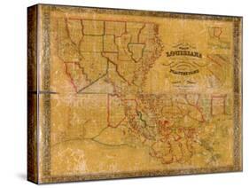 1848, Louisiana State Map with Landowner Names, Louisiana, United States-null-Stretched Canvas