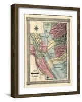 1851, California Mining Districts Map, California, United States-null-Framed Giclee Print