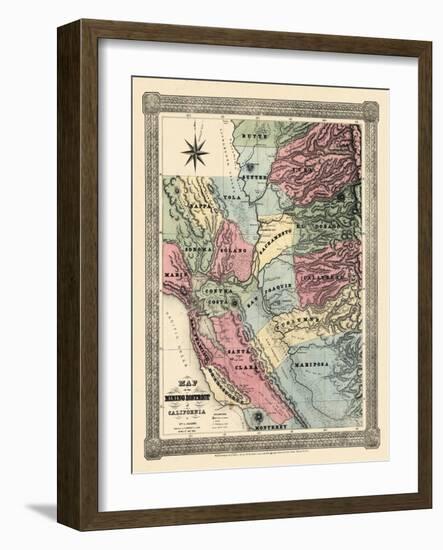 1851, California Mining Districts Map, California, United States-null-Framed Giclee Print