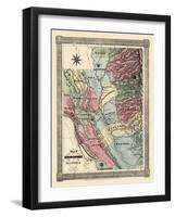 1851, California Mining Districts Map, California, United States-null-Framed Giclee Print